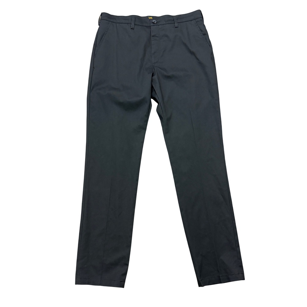 Lee Chino Pants Men 34x34 Gray Total Freedom Slim Fit Flat Front Classic New